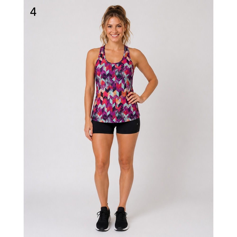 Lukka Workout Tank Top Womens Small Chevron Print Polyester‎ Racerback